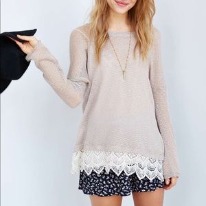 Seeing at Stars Lace Trim Sweater